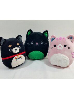 Squishmallow 8 Inch Cleo and Filippa the Cat Bambz the Pomchi Dog Plush Lot of 3